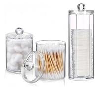 Boîtes Rangement Coton Tige Transparentes - 2+1 pcs