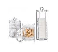 Boîtes Rangement Coton Tige Transparentes - 2+1 pcs