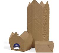 Boîtes Repas À Emporter Kraft 27 oz, Lot De 50, Couvercle Verrouillable, Anti-Fuite Et Anti-Graisse, Empilables