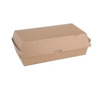 Boîtes repas compostables Fiesta avec couvercles à charnières en papier kraft, grand format 204 mm (100 pièces)