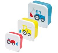 Boîtes Repas - PUCKATOR - Petits Tracteurs - Lot de 3 - Jaune/bleu/rouge - Sans BPA