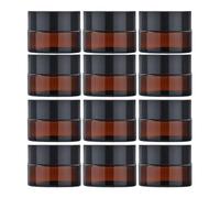 Boîtes Vides en Verre Ambré, 12 pièces, Petite Contenants Cosmétiques, Contenant Voyage, Mini Pots D'échantillons de Voyage Ronds Vides, Bonne Étanchéité et Protection, Léger et Portable, 5g