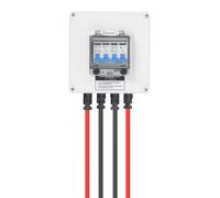 Boîtier combiné photovoltaïque CC – Disjoncteur de protection de ligne 15A, disjoncteur de sectionnement – 2 entrées, 2 sorties – CC 12–400V, CA 90–400V – IP67 – Montage mural – Blanc