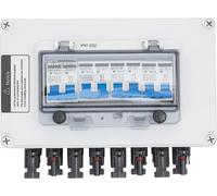 Boîtier combiné PV - Disjoncteur DC 15A - 4 entrées, 4 sorties - Protection contre les surtensions 40kA, 400V - Étanchéité IP67 - Montage mural - Blanc