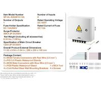 Boîtier combiné PV, entrées, tension nominale de service 500 V CC, indice de protection IP65, 6 cordes 15 A en acier
