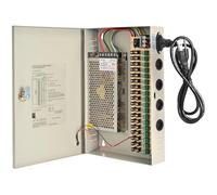 Boîtier d'alimentation 18 canaux 12 V 10 A verrouillable en métal avec fusible réinitialisable pour caméras de sécurité DVR (18 canaux/(12 V/10 A))
