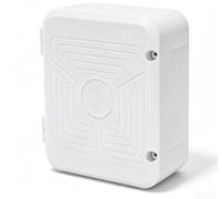 Boîtier d'alimentation étanche pour caméra de sécurité Blanc | Boîtier extérieur ABS avec couvercle à charnière pour système de surveillance CCTV gestion des câbles, 11,5 x 9,8 x 4,8 cm