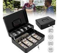 Boîtier de caisse mobile avec serrure ompartiment à pièces - Clips pour billets résistants au vent - Compartiment à pièces automatique - Idéal pour les marchés aux puces et les petites entrep