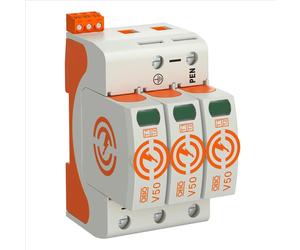 Boîtier de combinaison OBO Kombiableiter V50, type 1+2, 3 pôles, 280V, 12,5kA, avec signalisation à distance, 1 pièce.