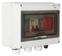 Boîtier de combinaison pour panneaux photovoltaïques, 500V DC, 2 sections, disjoncteur 63A, protection contre la foudre 40kA