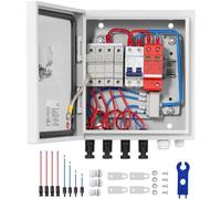 Boîtier de combinaison solaire, pour 4 séries de panneaux, avec disjoncteur de 15A, disjoncteur de 63A, protection contre la foudre, connecteur solaire, boîtier en acier, indice de protection IP65
