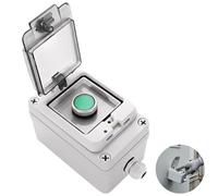 Boîtier de commande extérieur étanche, bouton poussoir autobloquant vert, boîtier ABS isolant, arrêt d’urgence et démarrage, contacts NO/NC, action maintenue, 13 x 7,9 x 7,1 cm
