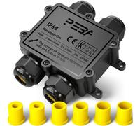 Boîtier de connexion étanche IP68, connecteurs de câble extérieurs à 4 voies pour un diamètre de câble de 4 à 14 mm, de couleur noire