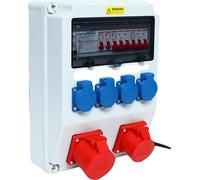 Boîtier de distribution électrique, 1 x 16 A, 1 x 32 A, CA 250 V à CA 380 V, indice de protection IP44, conception murale