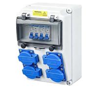 Boîtier de distribution électrique, 16 A, 230 V, 4 prises, disjoncteur différentiel, indice de protection IP65