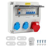 Boîtier de distribution électrique 1x16A, 2x230V, avec disjoncteur différentiel et parafoudre, prise CEE, indice de protection IP44