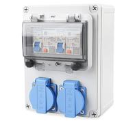 Boîtier de distribution électrique avec disjoncteur différentiel, prises CEE 16A + Schuko, 230V