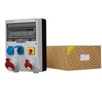 Boîtier de distribution électrique avec disjoncteur, modèle DV-S/FI, 32A, 16A, 2x230V, type Schuko, marque Doktorvolt®, année 1981