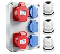 Boîtier de distribution électrique IP67, avec prises CEE 16A/32A et 3 prises Schuko 230V, modèle à encastrer