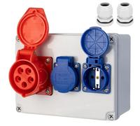 Boîtier de distribution électrique pour chantier, avec prises de sécurité - Indice de protection IP54 - 2 prises de 230 V et une prise CEE 16 A - Adapté aux bâtiments