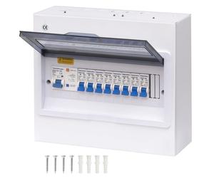 Boîtier de distribution mural, 12 modules, disjoncteur différentiel 100A, sectionneur 3x10A + 3x16A + 1x20A + 1x32A