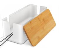 Boîtier de gestion des câbles avec couvercle en bambou, dimensions : 30 x 12 x 11,5 cm