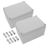 Boîtier de jonction LeMotech IP67 - étanche, boîtier en ABS pour électricité, boîtier anti-poussière pour électronique, boîtes de connexion pour projets DIY, Gris, 175 x 125 x 100 mm (2 pièces)