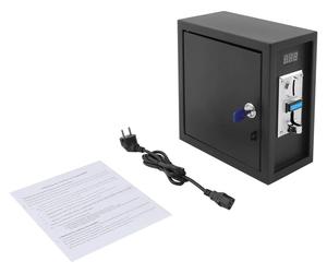 Boîtier de minuterie électronique - Fonctionnement par pièces de monnaie - 220 V - Réglage de 1 seconde à 90 minutes - Câble de 1,8 m - Pour machine à laver - Noir