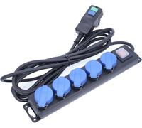 Boîtier de prise électrique à 5 prises, avec connecteur de sécurité, IP44, 230 V, longueur de câble : 5 mètres. (Marque : Schwabe, référence : 38604)