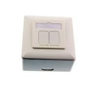 Boîtier de prise murale Cat. 6A en saillie ou encastré 2x RJ45 femelle RAL9010 blanc vertical