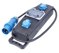 Boîtier de prises mobile, câble de 2 mètres, 2 prises, protection différentielle/fuite à la terre, indice de protection IP44