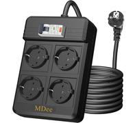 Boîtier de prises RCD avec disjoncteur différentiel - 4 prises - Câble d'extension de 3 mètres avec disjoncteur