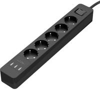 Boîtier de protection avec protection contre les surcharges et chargeur USB - 5 fois par le (max. 4000 W/250 V/16 A) - Boîtier de protection noir