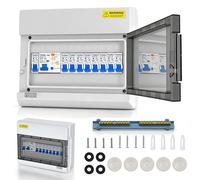 Boîtier de protection électrique mural - Étanchéité IP65 - Disjoncteur différentiel - 7 circuits de 16A - Disjoncteur principal 125A - CE - Blanc