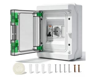 Boîtier de protection étanche IP65 - Prise murale - Disjoncteur différentiel - Prise de 16 A, type C - Disjoncteur de ligne de 16 A, 230 V - Pour utilisation en extérieur