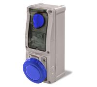 Boîtier de protection IP67, 32A, 2P+T, 220V, gris/bleu