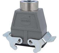 Boîtier de raccordement HARTING Han 10B haut, sortie de câble droite 1xM25, avec 2 étriers transversaux, raccord vissé M25, plage de serrage 9,0 mm