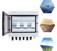 Boîtier de raccordement solaire/PV - CC 1000 V 40 A - 3 entrées 3 sorties - IP65 IK10 - Disjoncteur CC bipolaire 40 A - Parafoudre T2 - Blanc