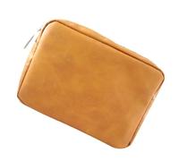 Boîtier de Rangement pour Câble de Données 17x4x12cm en PU Orange | Usage de Stockage Pratique, Format Léger à Transporter, Pochette Simple au Style Soigné