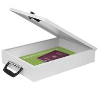 Boîtier de rangement pour documents A4, avec serrure à combinaison, de couleur gris clair