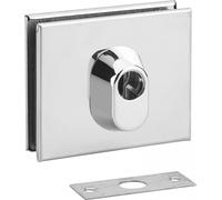 Boitier de serrure basse en applique à double entrée pour porte en verre, réversible, 106x87mm, chromé - THIRARD