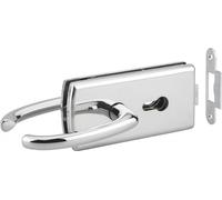 Boitier de serrure de milieu en applique à double entrée pour porte verre, réversible, avec béquille, 154x72mm, chromé - THIRARD