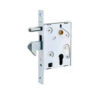 Boitier de serrure encastrable à cylindre pour portail, axe 64mm, bouts carrés, zingué - THIRARD