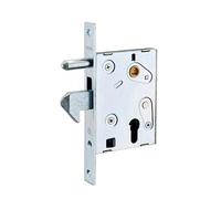 Boitier de serrure encastrable à cylindre pour portail, axe 64mm, bouts carrés, zingué - THIRARD