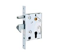 Boitier de serrure encastrable à cylindre pour portail, axe 64mm, bouts carrés, zingué - THIRARD