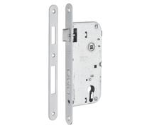 Boitier de Serrure Encastrable à Cylindre, pour Porte d'entrée, Axe 50 mm, Entraxe 85 mm, Bouts Ronds, Chrome, Sécurité Optimale, Installation Facile, Mécanisme à Un Tour, Acier, THIRARD