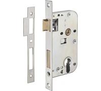Boitier de serrure encastrable à cylindre pour porte d'entrée, axe 50mm, têtière 200x22mm laiton inox brossé - THIRARD