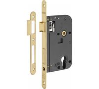 Boitier de serrure encastrable à cylindre pour porte d'entrée, axe 60mm, bouts ronds, laiton poli verni - THIRARD