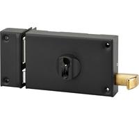 Boitier de serrure horizontale en applique double entrée à tirage pour entrée, gauche, axe 70mm, 140x88mm, noir - THIRARD