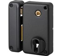 Boitier de serrure verticale en applique double entrée à fouillot pour entrée, gauche pouss., axe 45mm, 75x130mm, noir - THIRARD